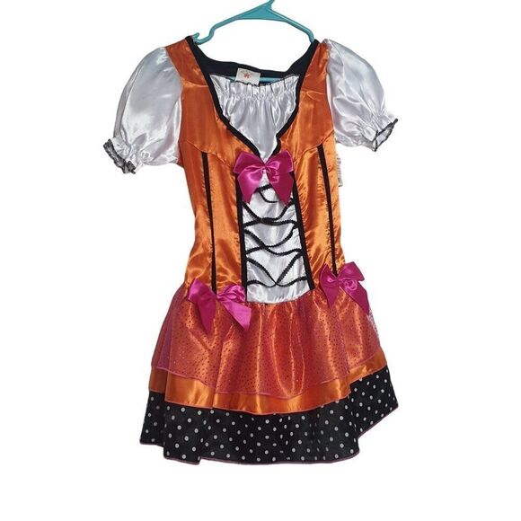 Girls Fairy Costume Dress Halloween Orange /Black Glttered Size M NEW - Picture 1 of 3